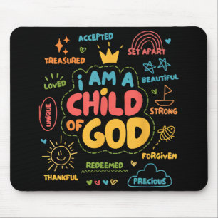 Tapis De Souris Je suis un enfant de Dieu Christian Retro Jésus Fo