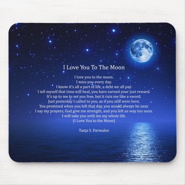 Tapis De Souris Je t'aime au collecteur de poésie de lune (Devant)