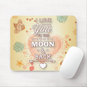 Tapis De Souris Je t'aime jusqu'à la lune et retour