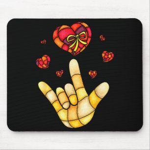 Tapis De Souris Je t'aime signe de la main Langue des signes - Cœu