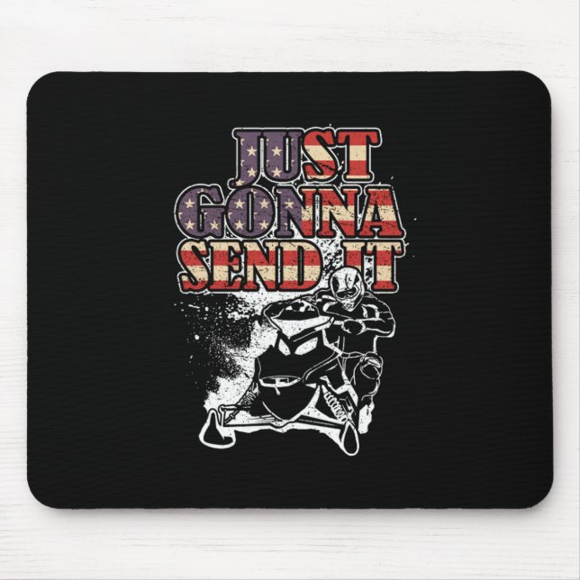 Tapis De Souris Je Vais L'Envoyer Patriotique USA Drapeau Motoneig (Devant)