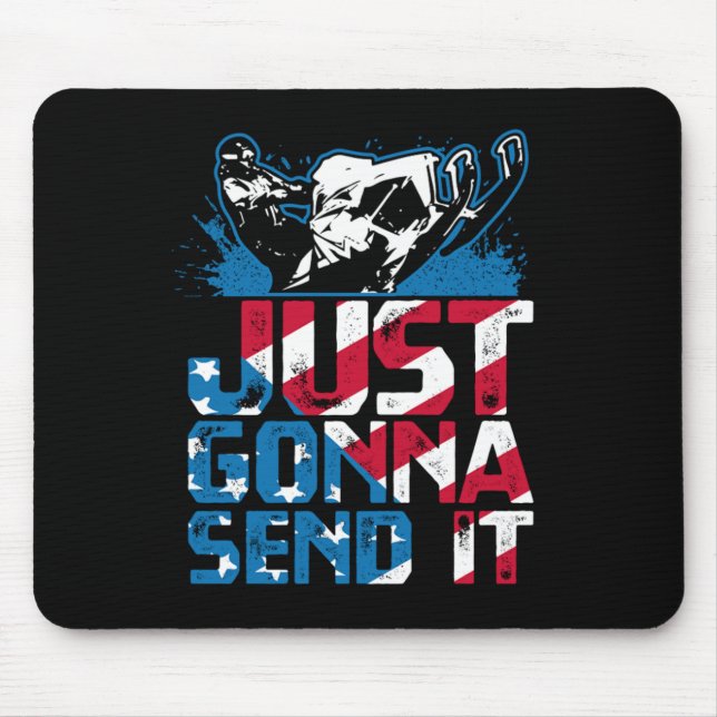 Tapis De Souris Je Vais L'Envoyer USA Snowmobile Rider (Devant)