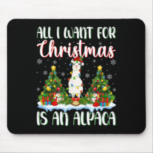 Tapis De Souris Je Veux Pour Noël Est Un Alpaca Lumières Arbre