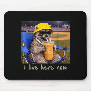 Tapis De Souris Je vis ici Raton laveur Café Drôle Baseball Softba