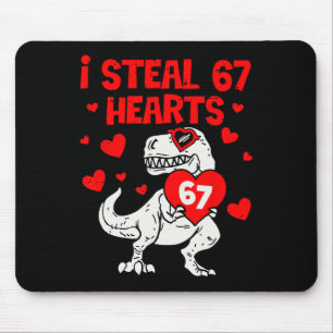 Tapis De Souris Je vole 67 cœurs Six Sept Saint Valentin Dinosaure