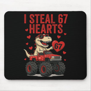 Tapis De Souris Je vole 67 cœurs T-rex Dino Camion Six Sept Valen