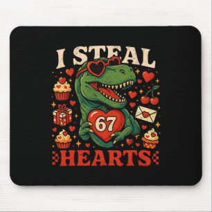 Tapis De Souris Je vole des cœurs 67 T-rex de la Saint-Valentin dr