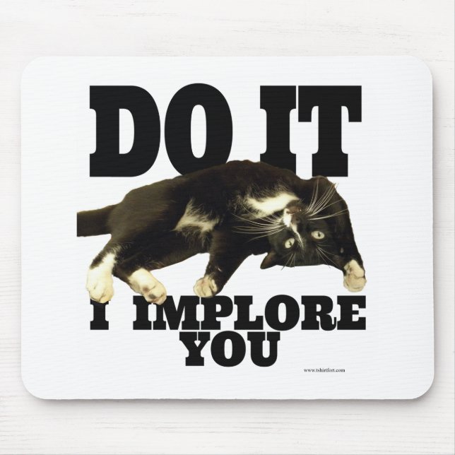 Tapis De Souris Je Vous Implore Motivationnelle Photo Chat Dit (Devant)