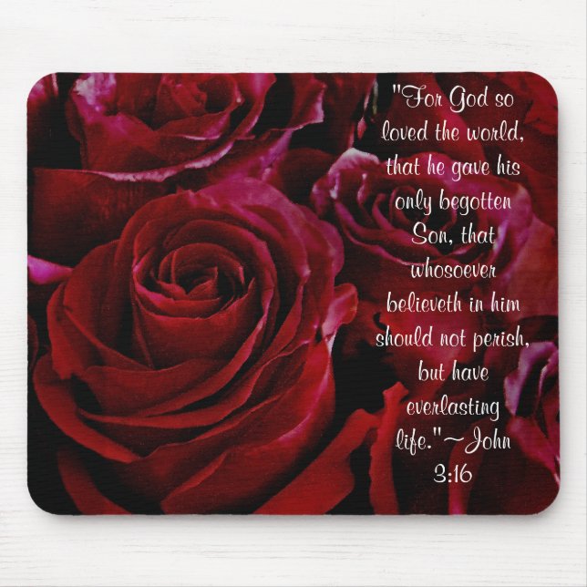 Tapis De Souris Jean 3:16 roses rouges mousepad (Devant)