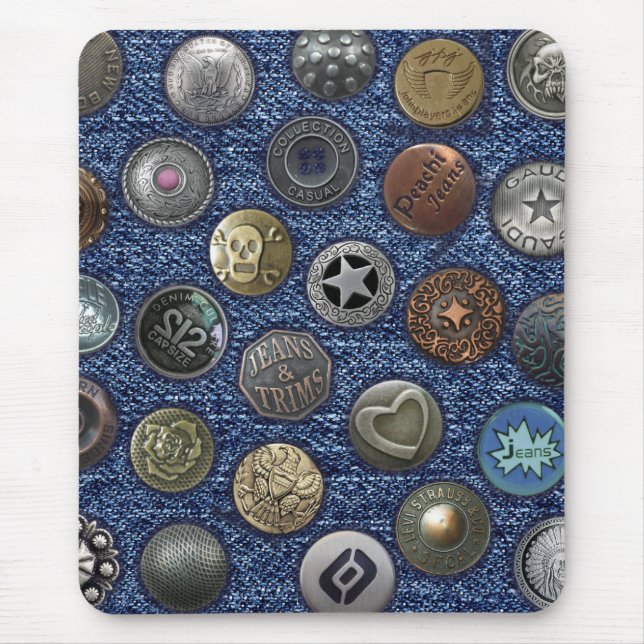 Tapis De Souris Jeanne bleu mousepad moderne avec boutons (Devant)