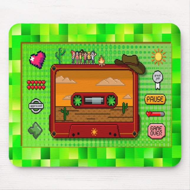 Tapis De Souris Jeans pixel art mousse rug. (Devant)