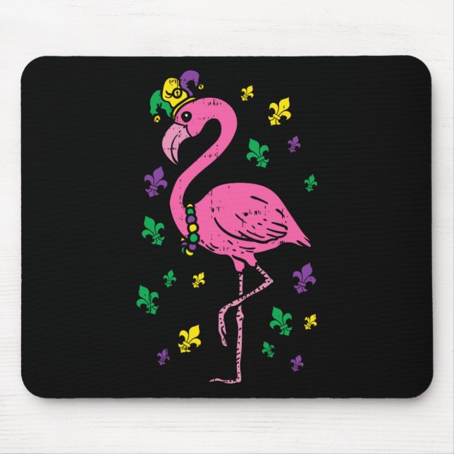 Tapis De Souris Jester Flamant rose rose Oiseau mignonne Mardi Gra (Devant)
