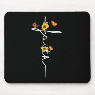 Tapis De Souris Jésus amour Foi Croix chrétienne Fleurs de solei