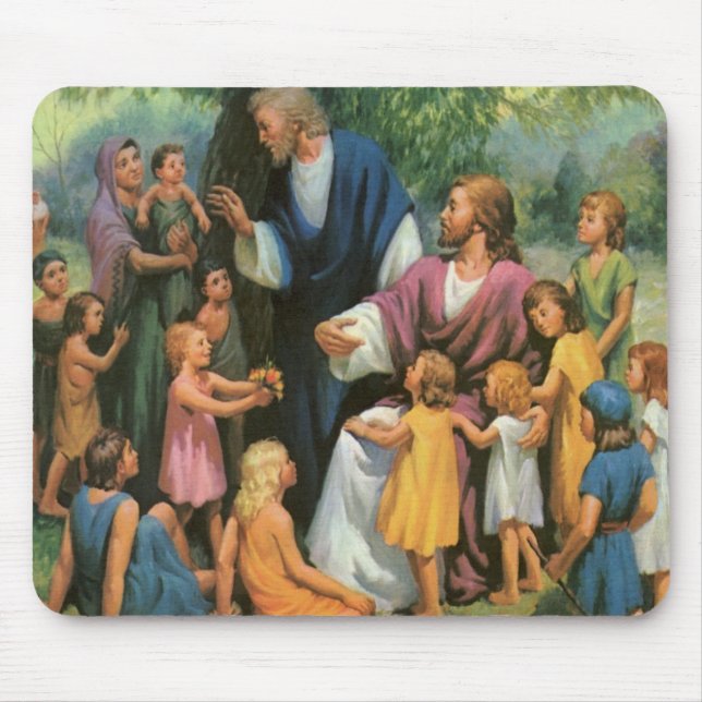 Tapis De Souris Jésus-Christ Bénédiction des enfants, Religion Vin (Devant)