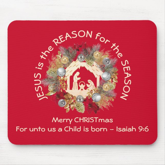 Tapis De Souris JÉSUS EST LA RAISON DE Noël Rouge (Devant)
