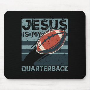 Tapis De Souris Jésus est mon quart-arrière ballon de football chr