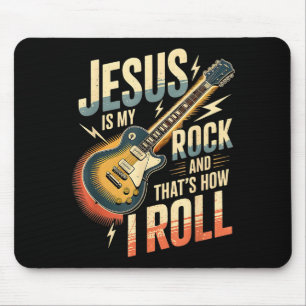Tapis De Souris Jésus est mon roc et c'est comme ça que je roule c