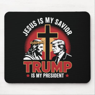 Tapis De Souris Jésus est mon sauveur Trump est mon président Pro-