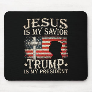 Tapis De Souris Jésus est mon sauveur Trump est mon président Trum