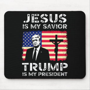 Tapis De Souris Jésus est mon sauveur Trump est mon président Trum