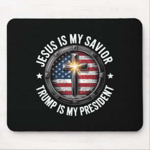 Tapis De Souris Jésus est mon sauveur Trump mon président chrétien