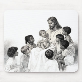 Tapis De Souris Jesus Sitting with Children