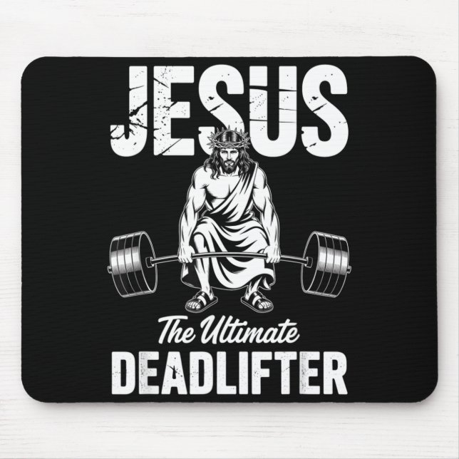 Tapis De Souris Jesus The Deadlifter Funny Christian Gym Pun  (Devant)
