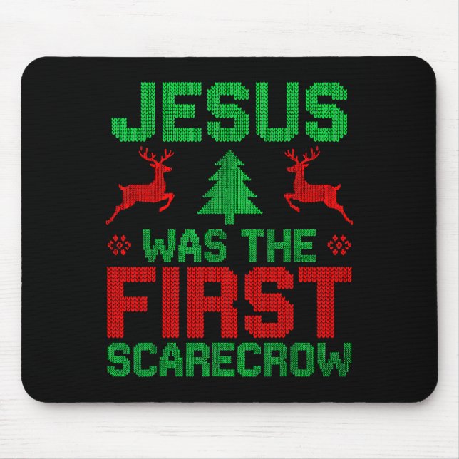 Tapis De Souris Jesus Was The First-ecrow Reindeer Ugly Sweater Xm (Devant)