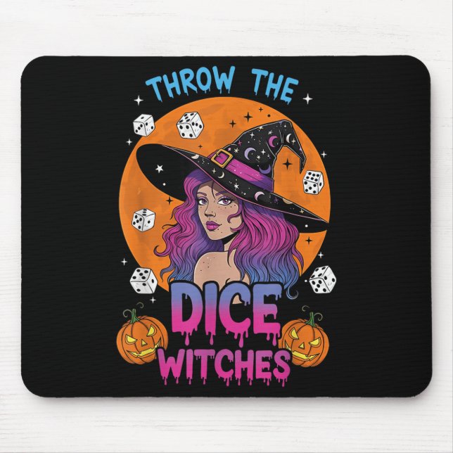 Tapis De Souris Jeter Les Sorcières Dice Bunco Party Funny Hallowe (Devant)