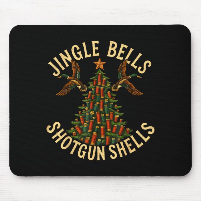 Tapis De Souris Jingle Bells Shotgun Shells Funny Hunting Christma (Devant)