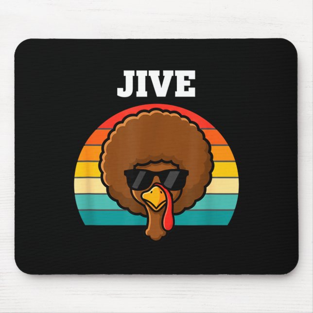 Tapis De Souris Jive Turkey Afro Retro 70s Thanksgiving Turkey Day (Devant)
