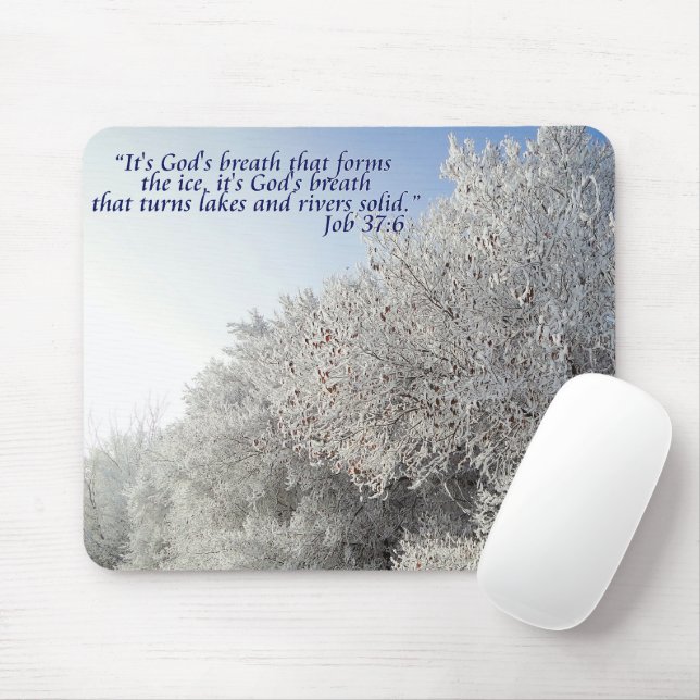 Tapis De Souris Job 37:6 Paysage hivernal inspiré Mousepad (Avec souris)