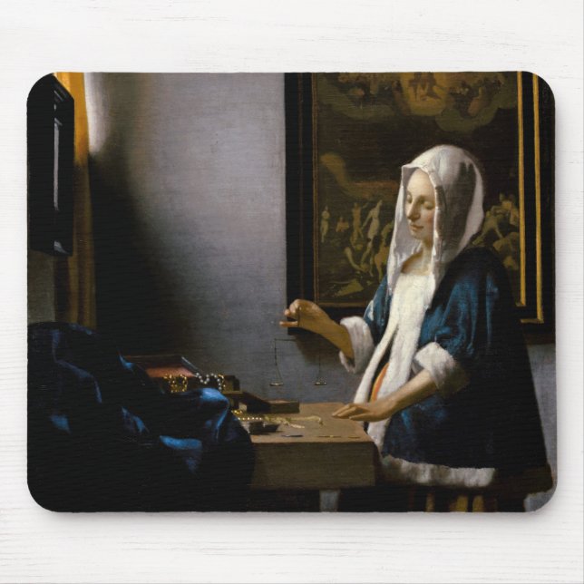 Tapis De Souris Johannes Vermeer - Femme tenant un équilibre (Devant)