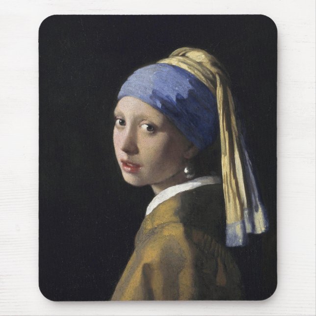 Tapis De Souris Johannes Vermeer - Fille avec une oreille perle (Devant)
