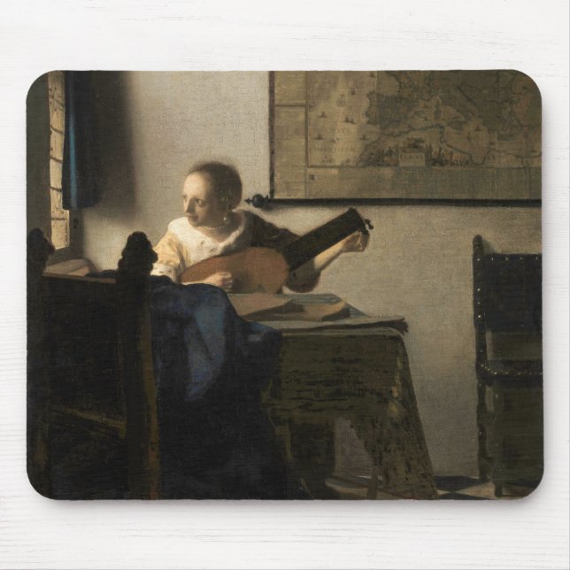 Tapis De Souris Johannes Vermeer - Jeune femme avec un trait (Devant)