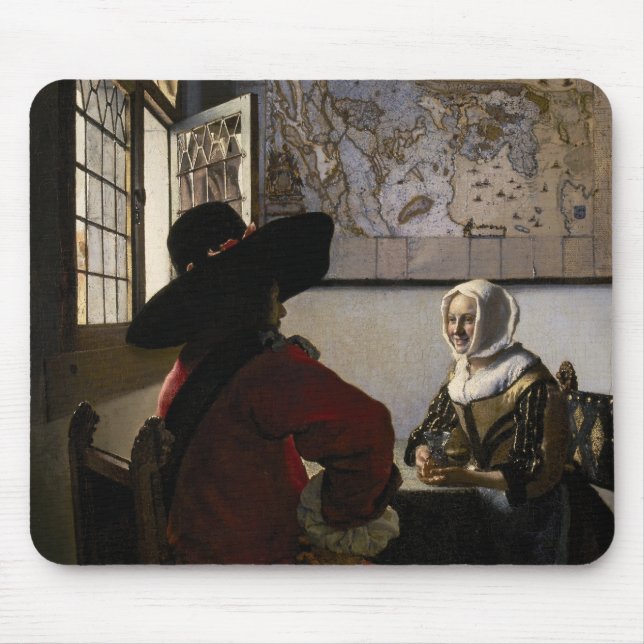 Tapis De Souris Johannes Vermeer - Officier avec une fille qui rit (Devant)