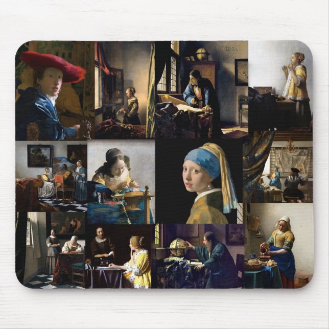 Tapis De Souris Johannes Vermeer - Patchwork de chefs-d'oeuvre (Devant)