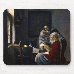 Tapis De Souris Johannes Vermeer - Une fille interrompue à sa musi