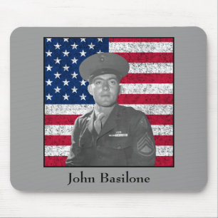Tapis De Souris John Basilone et le drapeau américain