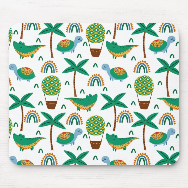 Tapis De Souris Joli Alligator tortue colorée Motif arc-en-ciel (Devant)