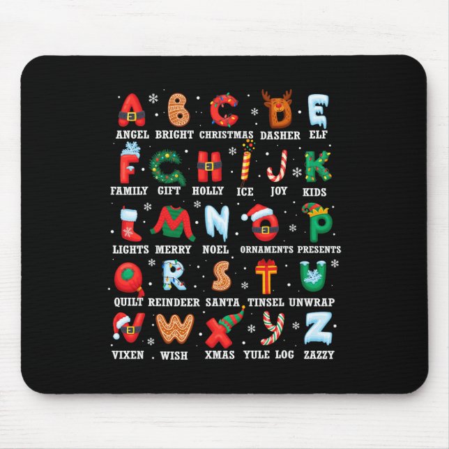 Tapis De Souris Joli Alphabet de Noël Kindergarten Thé préscolaire (Devant)