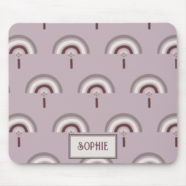 Tapis De Souris Joli Boho personnalisé Rainbow Argent rose (Devant)