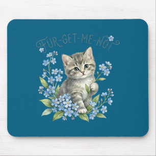 Tapis De Souris Joli chat & fleurs fur-get-me-not cadeau femme