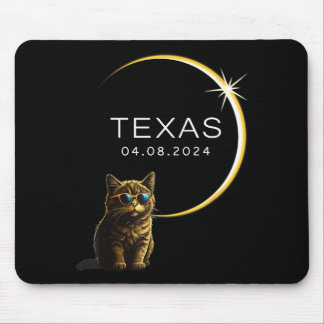 Tapis De Souris Joli chat de l'éclipse solaire totale du Texas