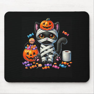 Tapis De Souris Joli chat noir Halloween citrouille friandise ou f