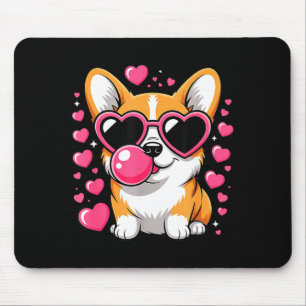 Tapis De Souris Joli chien Corgi Cœur Lunettes Saint-Valentin Chio