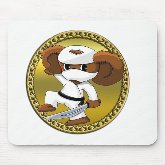 Tapis De Souris Joli dessin animé Cheburashka ours avec épée (Devant)