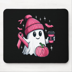Tapis De Souris Joli Fantôme Buvant du Café Halloween Cancer du Se