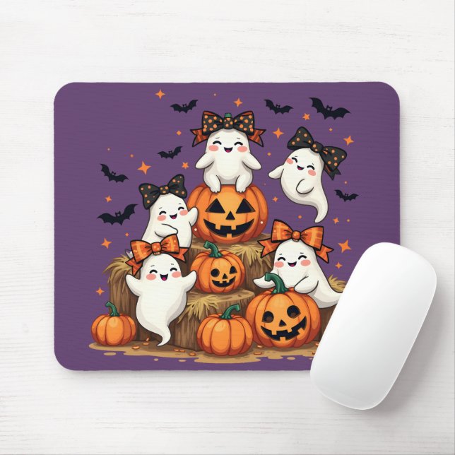 Tapis De Souris Joli Fantômes D'Halloween En Coquette Bows Et Citr (Avec souris)