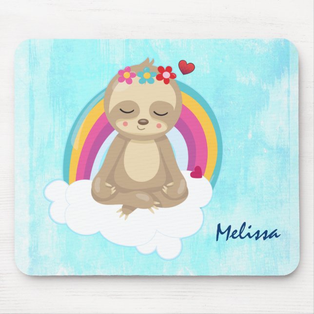 Tapis De Souris Joli fentes Brown, Méditant sur un nuage (Devant)